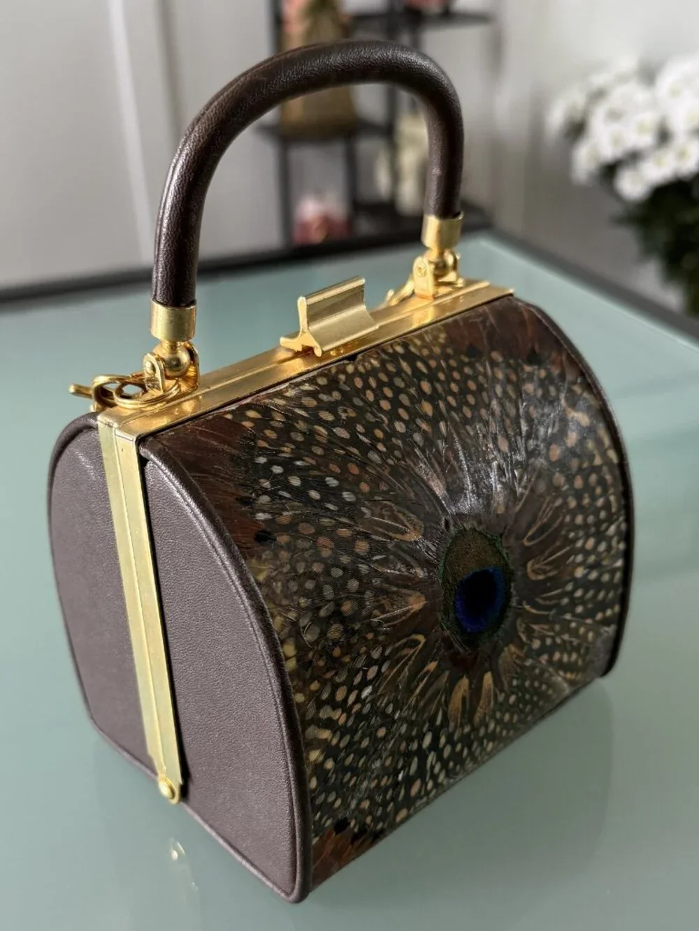 Comeco Clatch Women's Peacock Feather Purse Evening clutch - Picture 4 of 7